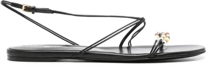 Khaite Platte sandalen met kralenlus in zwart