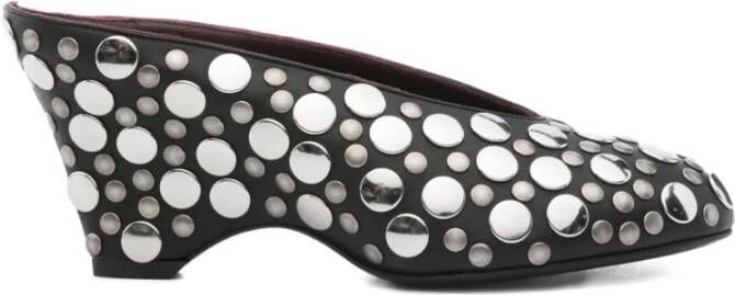 Khaite Studded Zwarte Leren Blokhak Sandalen