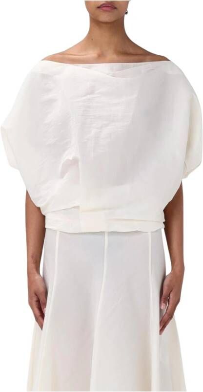Khaite Witte Boot Neck Gedrapeerde Top