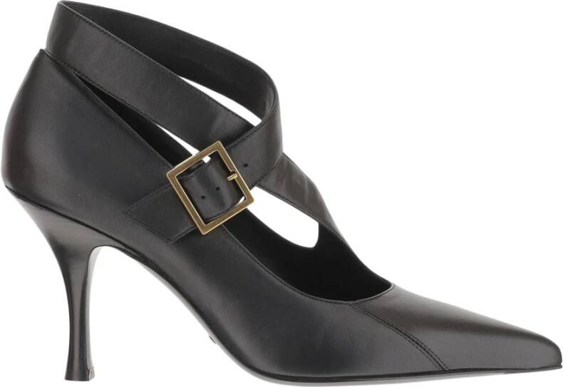 Khaite Zwarte leren pump met gouden details