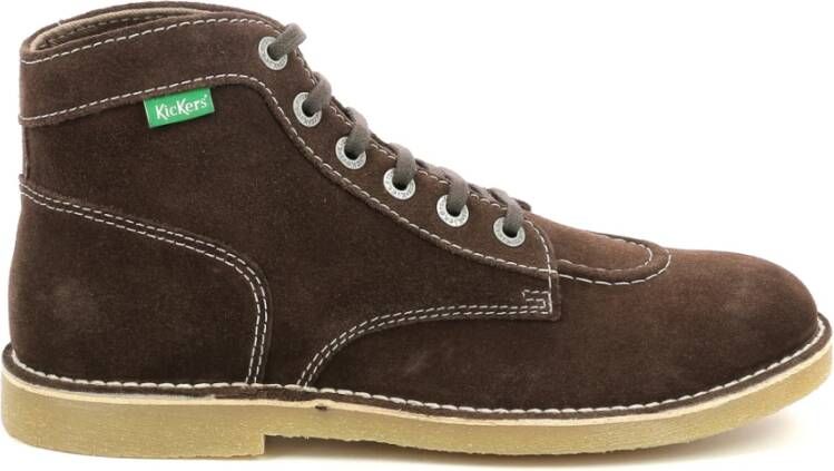 Kickers Comfortabele Veterschoenen van Leer Brown Heren