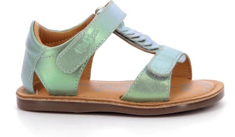 Kickers Comfort Leren Sandalen Green Dames