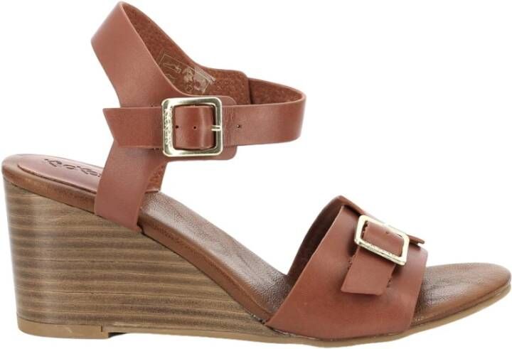 Kickers Comfort Leren Sandalen Kick Vodou Brown Dames