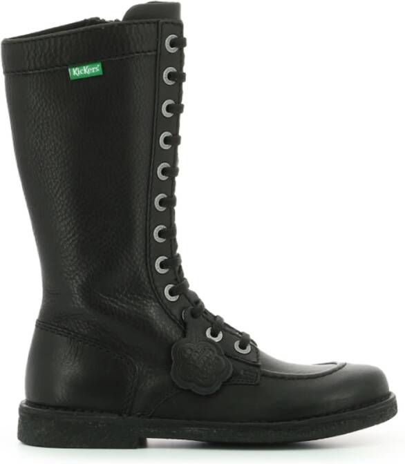 Kickers Comfort Leren Veterschoenen Black Dames