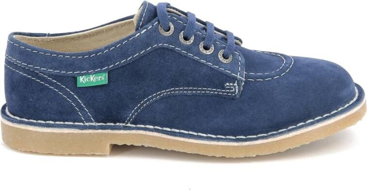 Kickers Comfortabele Leren Derby Schoenen Blue Dames