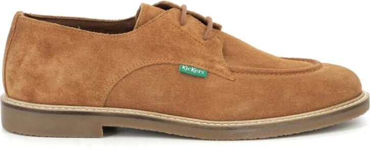 Kickers Comfortabele Leren Derby Schoenen Brown Heren