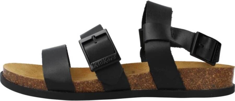 Kickers Elegant Buckle Flat Sandals Black Dames