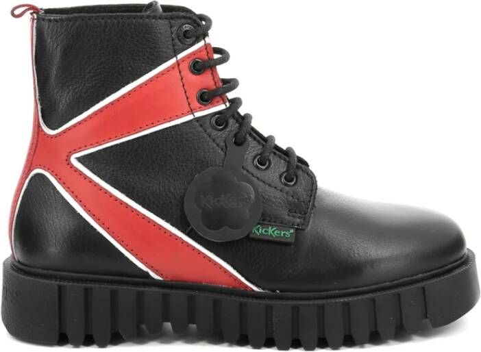 Kickers Fabuleuze Leren Veterschoenen Black Dames