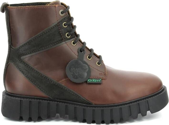 Kickers Fabulous Leren Laarzen met Vetersluiting Brown Heren