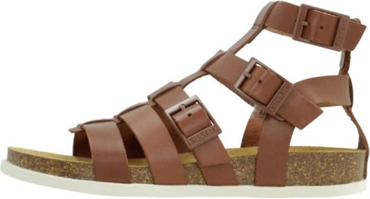 Kickers Gesp Platte Sandalen Brown Dames
