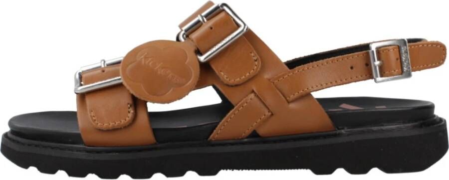 Kickers Gesp Platte Sandalen Brown Dames