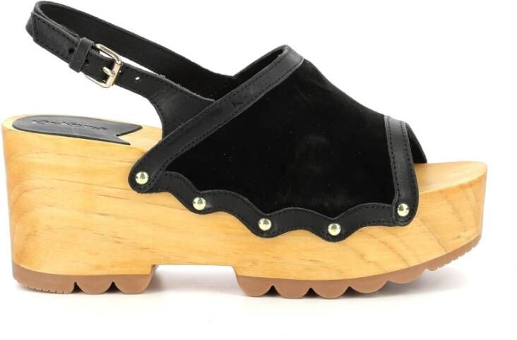 Kickers Kick Wedges Wood Black Dames