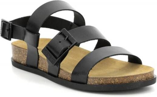 Kickers Elegant Buckle Flat Sandals Black Dames