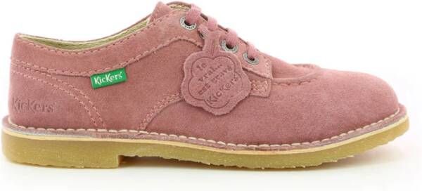 Kickers Stijlvolle Leren Derby Schoenen Pink Dames