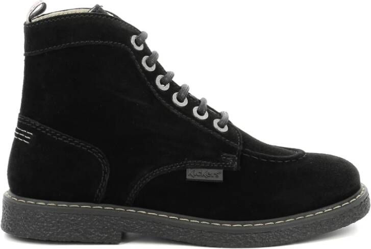 Kickers Legendarische Veterschoenen van Leer Black Dames