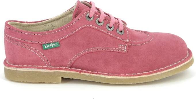 Kickers Stijlvolle Leren Derby Schoenen Pink Dames