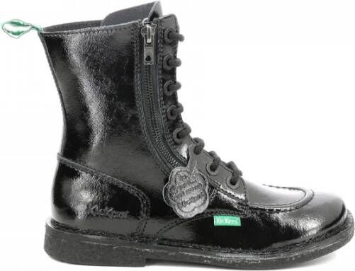 Kickers Comfort Leren Laarzen Meetickzip Veters Rits Black Dames