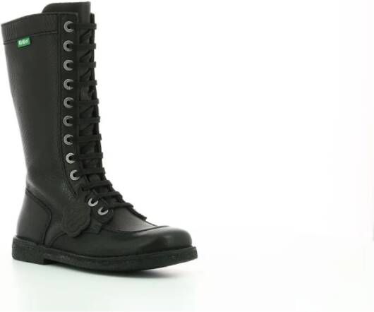 Kickers Comfort Leren Veterschoenen Black Dames