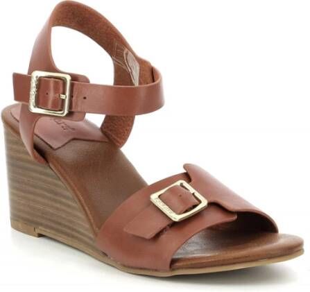 Kickers Comfort Leren Sandalen Kick Vodou Brown Dames