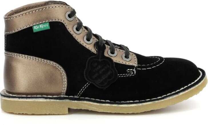 Kickers Comfort Leren Laarzen Kicklegend Vetersluiting Black Dames