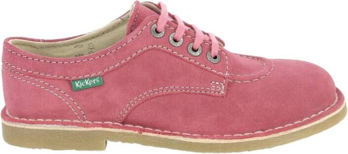 Kickers Stijlvolle Leren Derby Schoenen Pink Dames