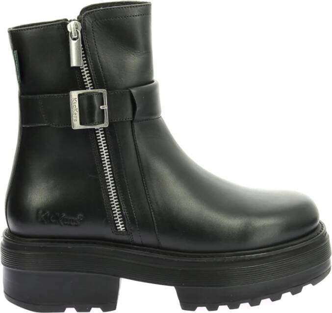 Kickers Stijlvolle Leren Laarzen Kick Heta Black Dames