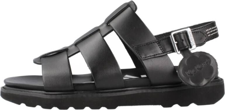 Kickers Stijlvolle Platte Sandalen voor Vrouwen Black Dames