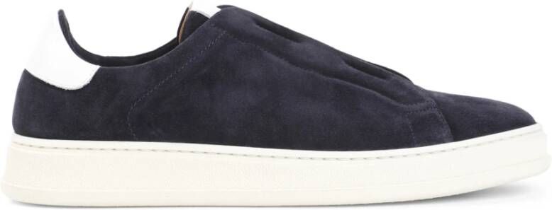 Kiton Blauw Wit Latte Sneakers Blue Heren