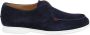 Kiton Blauwe Suède Mocassin met Rode Geborduurde Detail - Thumbnail 1