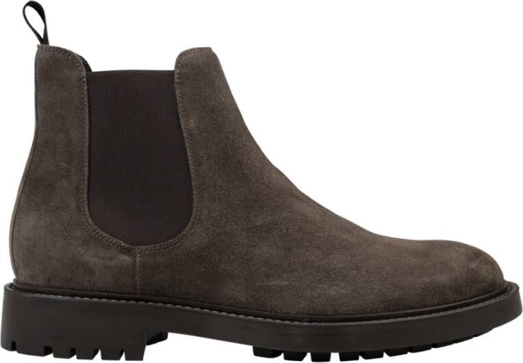 Kiton Bruine Leren Laarzen voor Mannen