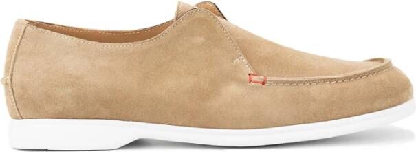 Kiton Comfortabele Leren Moccasin Beige Heren