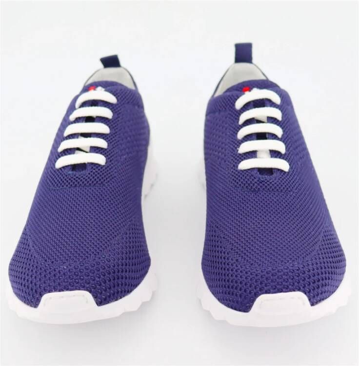 Kiton Geweven Fit Sneakers met Witte Zool Blauw Heren