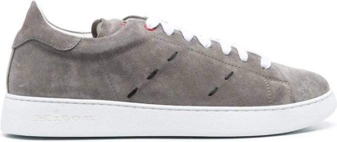 Kiton Grijze lage sneakers met contrasterende stiksels Grijs Heren