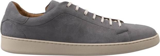 Kiton Grijze Leren Rubberen Zool Schoenen