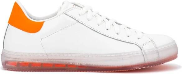 Kiton Handgemaakte leren sneaker met transparante contrasterende details White Heren