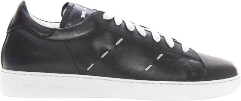 Kiton Handgemaakte leren sneakers met retrologo Black Heren