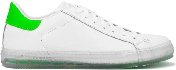 Kiton Handgemaakte leren sneakers met transparante contrasterende details White Heren