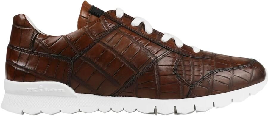 Kiton Bruine Leren Krokodillen Sneakers