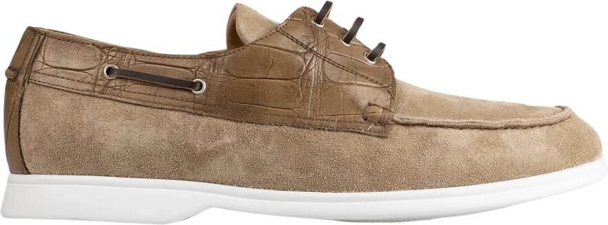 Kiton Crocodile & Suede Loafers