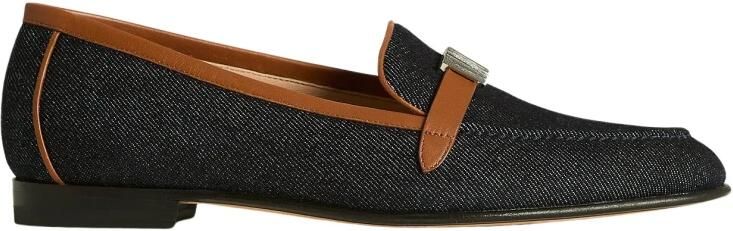 Kiton Denim en kalfsleerleren loafer