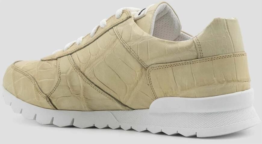 Kiton Ivory Leather Crocodile Sneakers - Foto 4