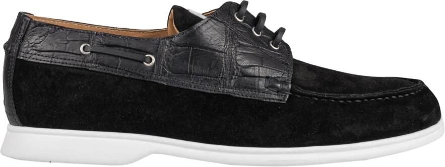 Kiton Leren Loafer met Krokodillenleren Inzetstukken