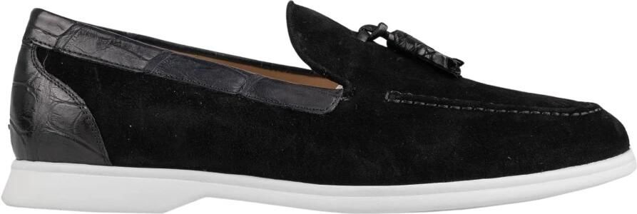 Kiton Leren Loafer met Krokodillenleren Inzetstukken