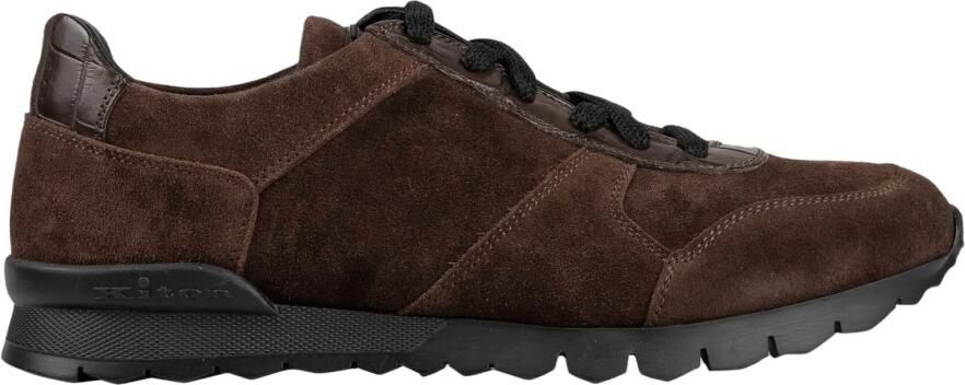 Kiton Leren Suède Sneakers met Krokodillenleer