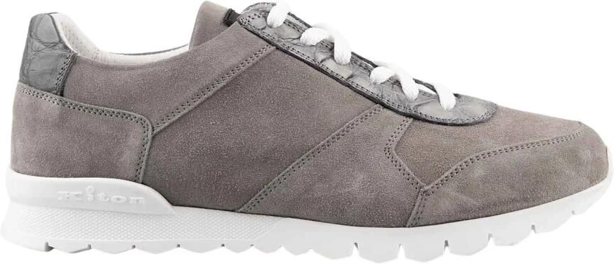 Kiton Leren suède sneakers met krokodillenprint