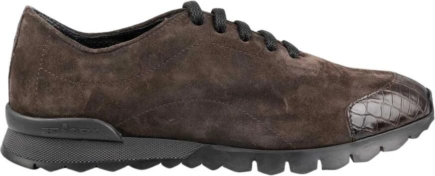 Kiton Suede en Krokodillenleren Sneakers