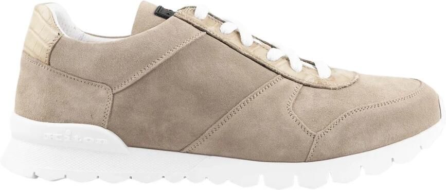 Kiton Suède en sneakers van leer met krokodillenprint