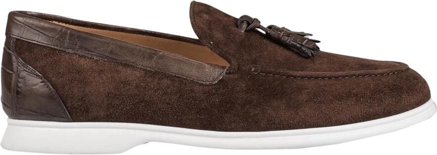 Kiton Suede Loafer met Krokodillenleer Detail