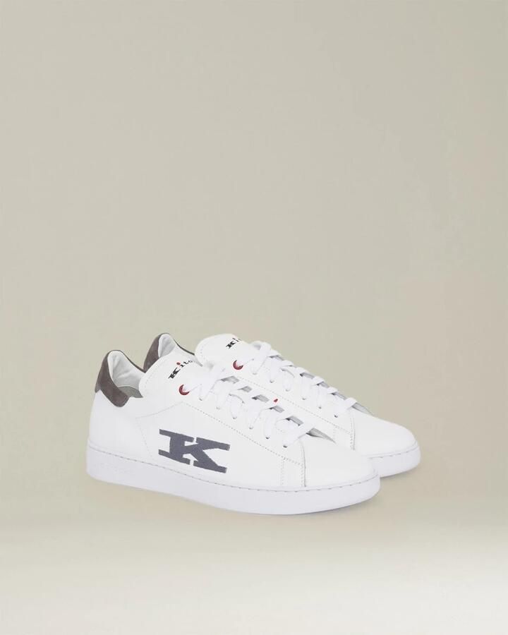 Kiton Witte Kalfsleren Sneakers met Cupzool