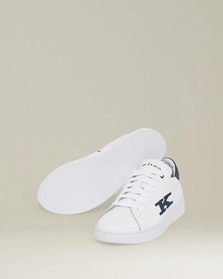 Kiton Witte kalfsleren sneakers met cupzool - Foto 2